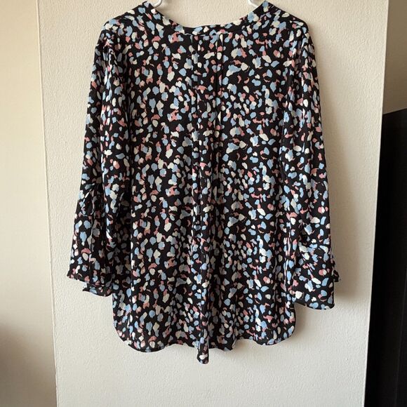 41 Hawthorn Black Multicolored Patterned Chiffon Top - Size XL - Picture 2 of 9
